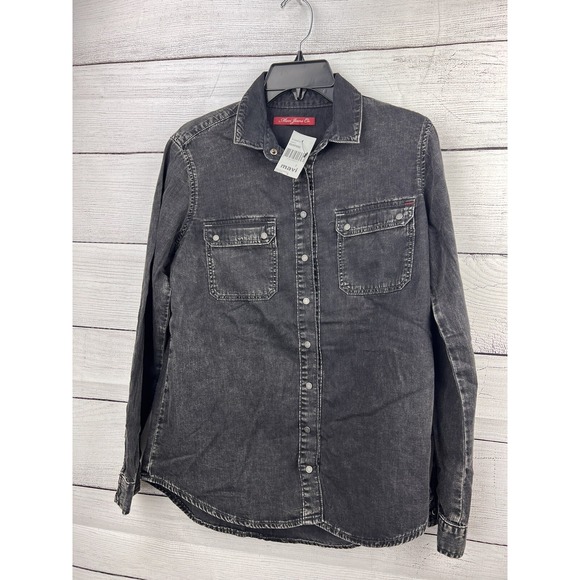 Mavi Denim‎ Shirt Jacket Small Long Sleeve Button Up Pockets Black NEW - Picture 9 of 9